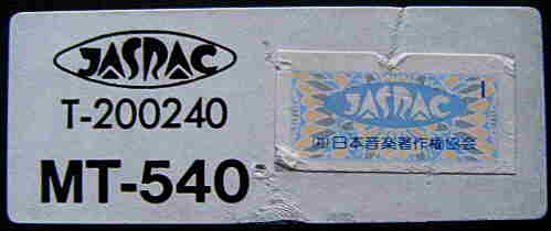 JASRAC, T-200240, MT-540