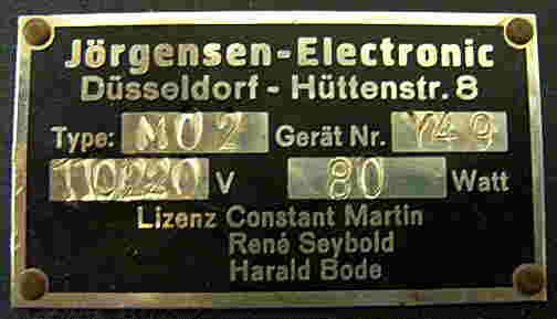 Jörgensen-Electronic, Type: M02 Gerät Nr. Y49